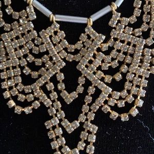 Madewell rhinestone statement necklace gold silver